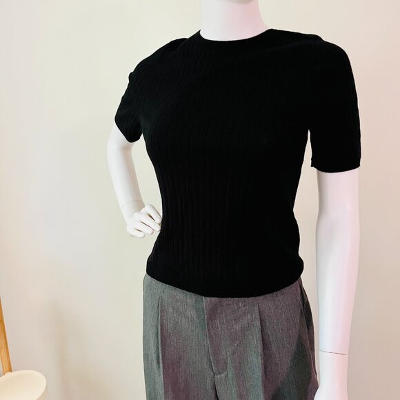 3D Merino Rib Crew Neck Sweater 5/4 Sleeve - Picture 2 of 4